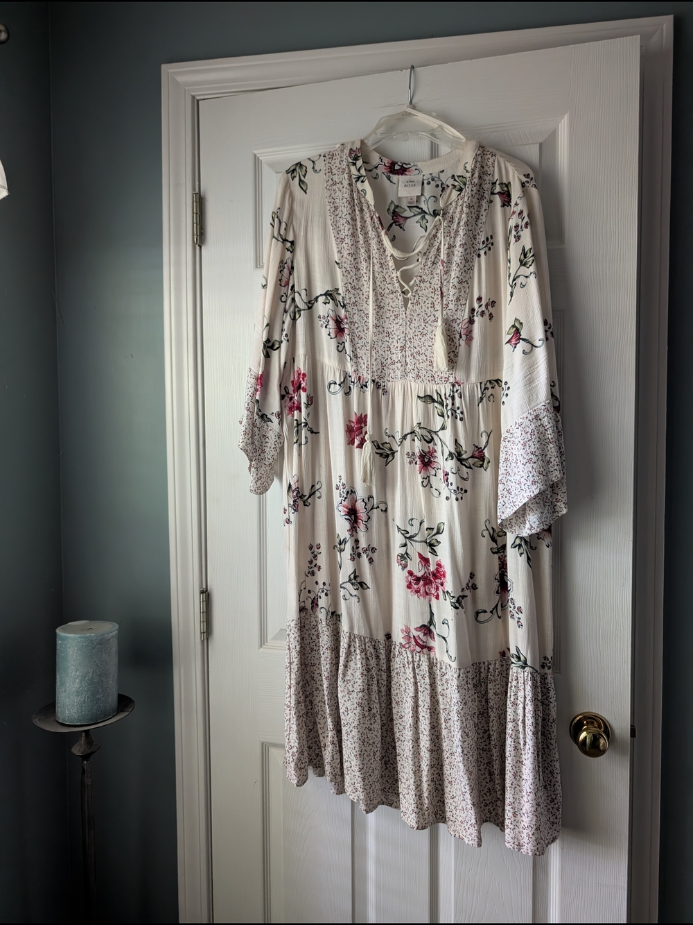 Knox Rose Cream Floral Lace-Up Midi Dress